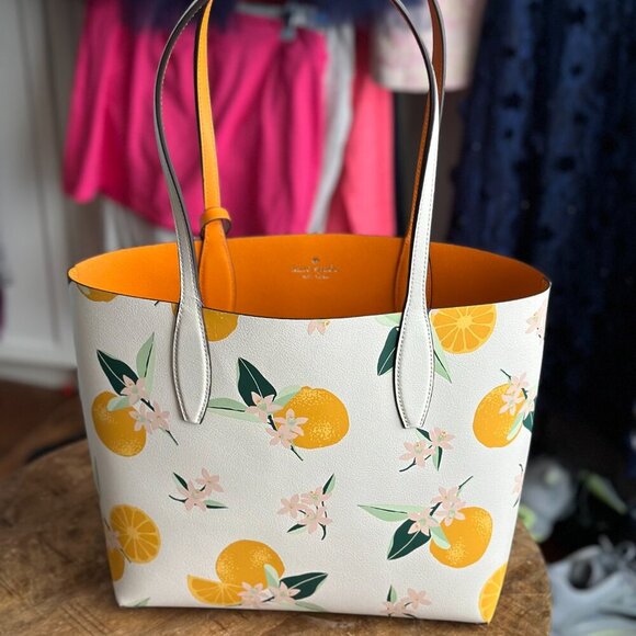 Kate Spade Lemon Print Tote - White and Yellow - Picture 9 of 11